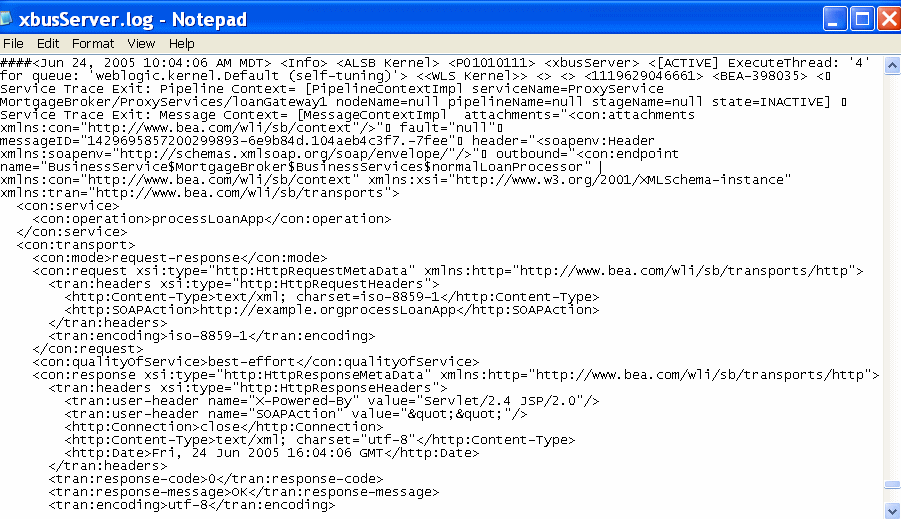 Tracing Log Example