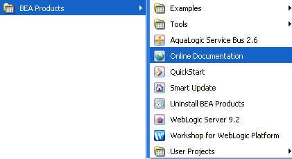 BEA Products Start Menu