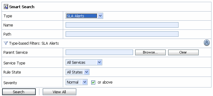Type based Filters: SLA Alerts