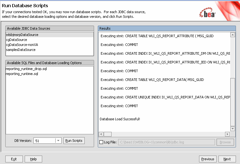 Run Database Scripts in the Configuration Wizard