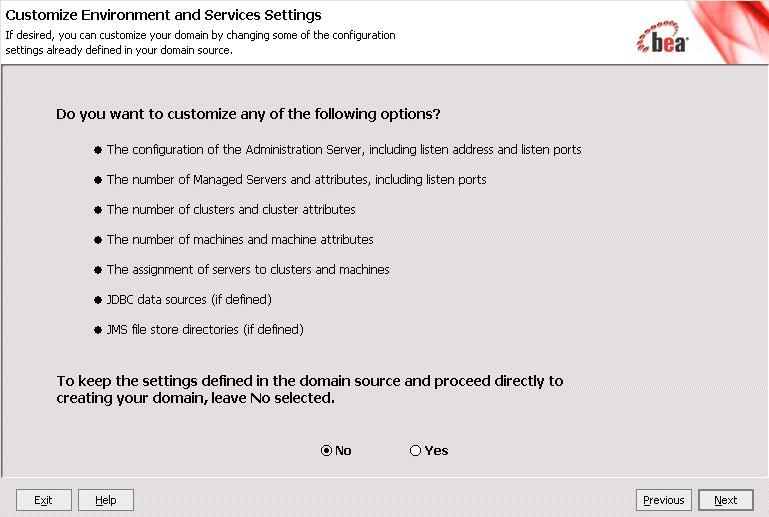 Customize Environment and Service Settings