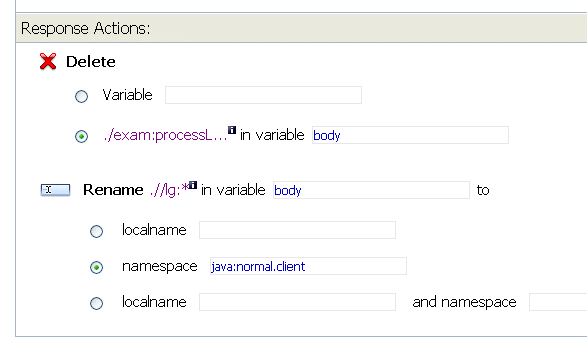 Configuration of Response Actions of Proxy Service