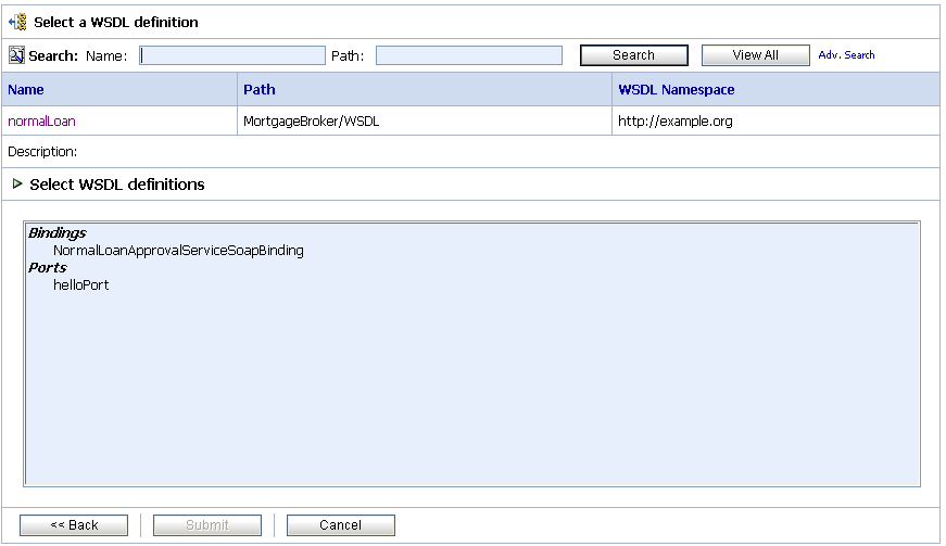 Select WSDL Definition