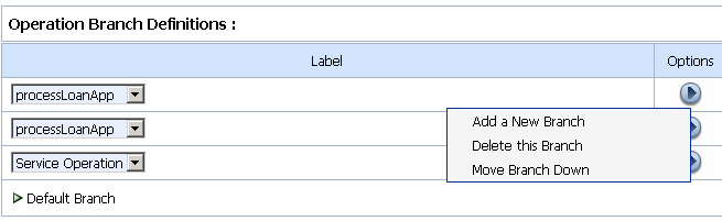 Definition for an Operation Branch