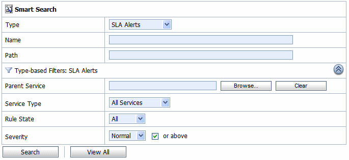 Type based Filters: SLA Alerts