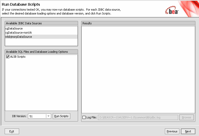 Run Database Scripts in the Configuration Wizard