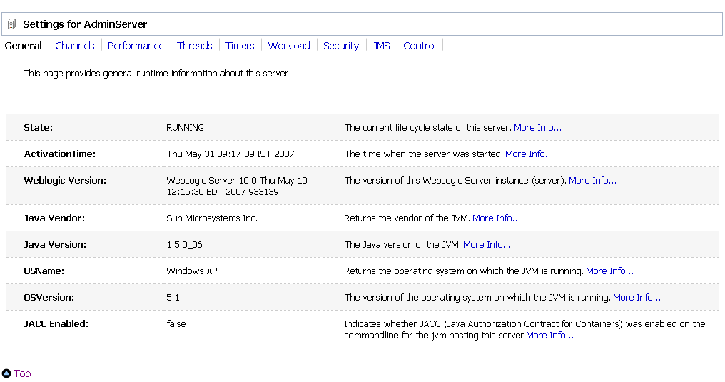Server Details Page– General