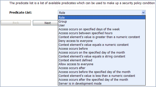 List of Predicates
