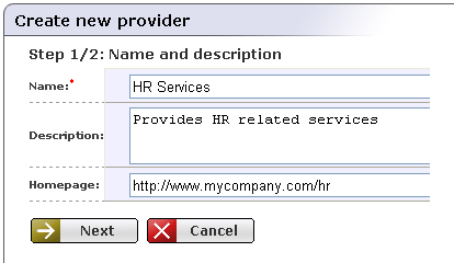Publish Provider - Step 1