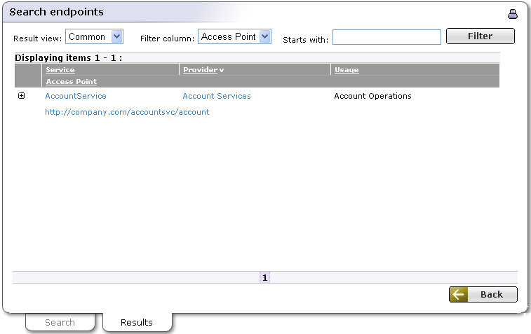 Searching Endpoints - Result