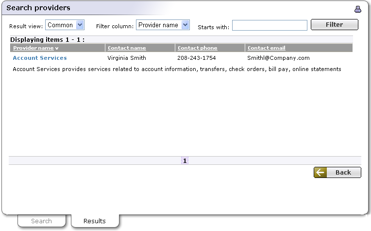 Searching Providers - Result