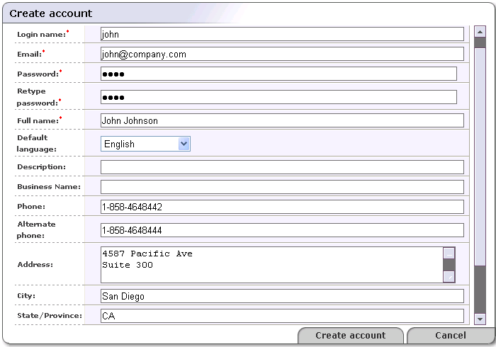 Create Account