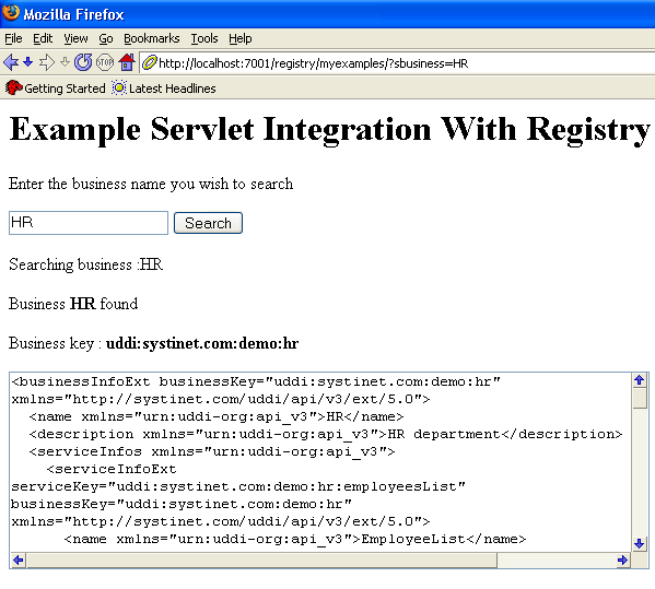 Example Servlet Output