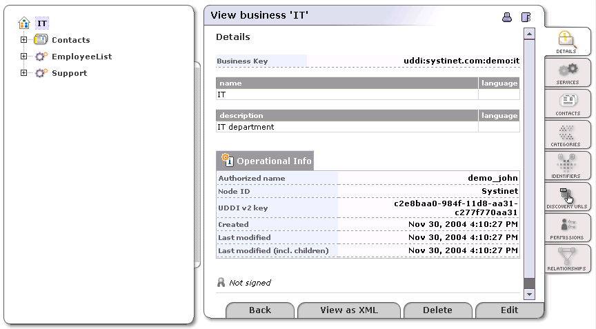 View Business Detail