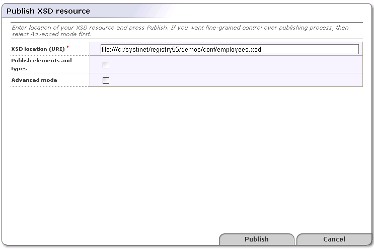 Publish XSD