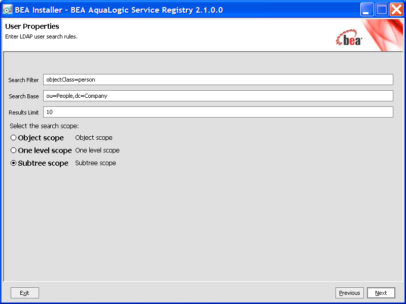 User Search Properties