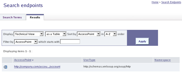 Searching Endpoints - Result