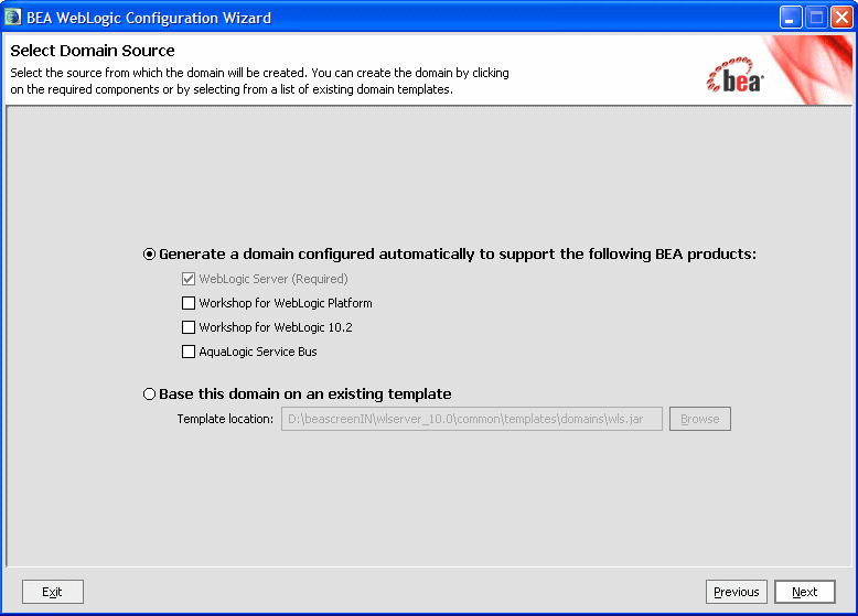 Select Domain Source window