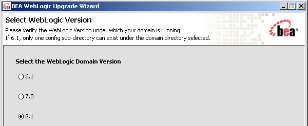 WebLogic Upgrade Wizard - Domain Upgrade