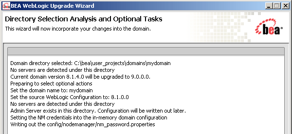 WebLogic Upgrade Wizard - Domain Upgrade