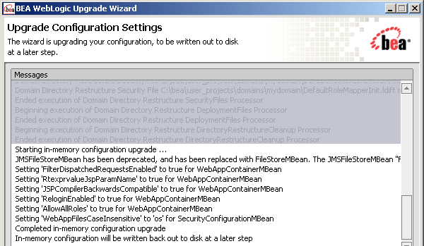 WebLogic Upgrade Wizard - Domain Upgrade