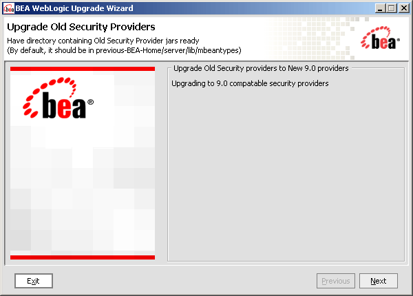 WebLogic Upgrade Wizard - Security Provider Upgrade