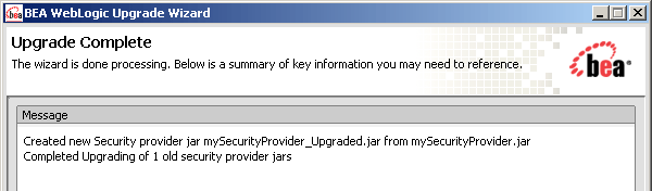 WebLogic Upgrade Wizard - Security Provider Upgrade