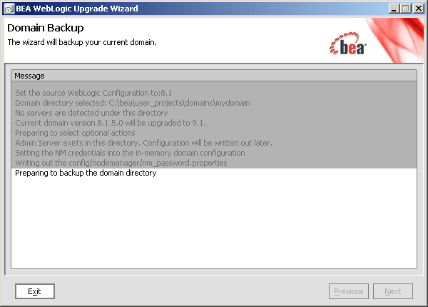 Domain Upgrade - Domain Backup