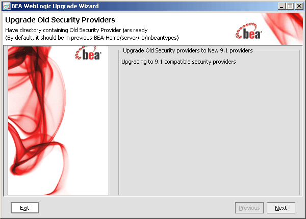 WebLogic Upgrade Wizard - Security Provider Upgrade