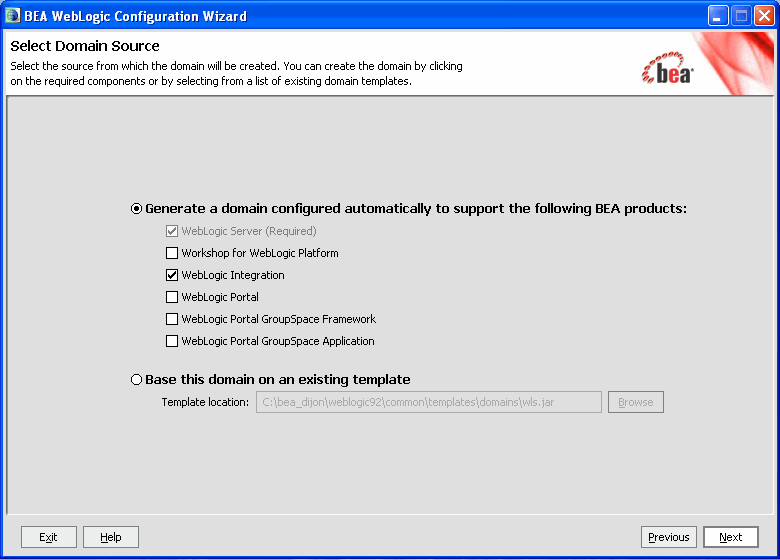 Select Domain Source window