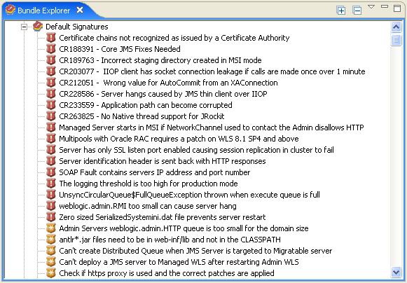 Bundle Explorer List By severity