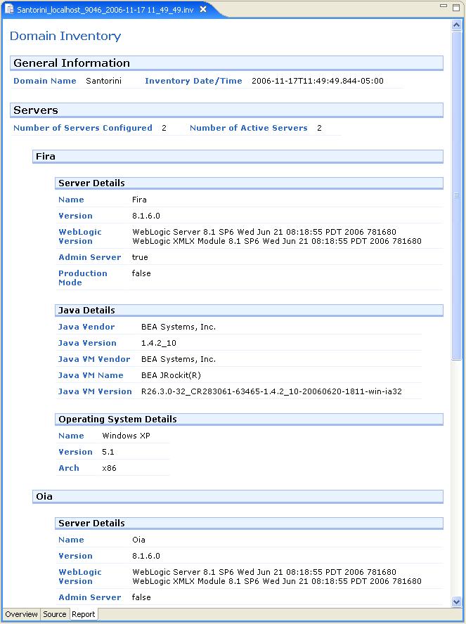 Domain Inventory Report Tab