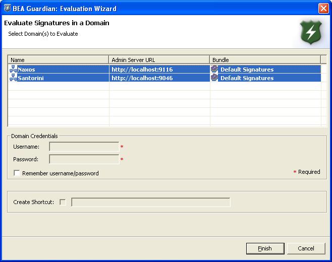 Evaluation Wizard with Two Domains Selected
