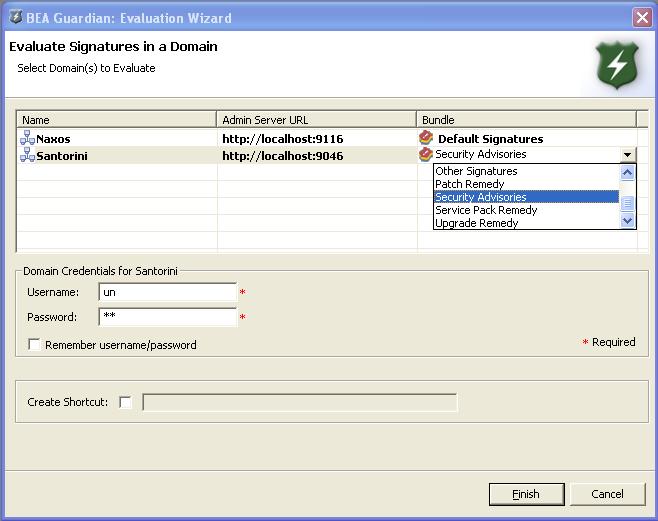 Evaluation Wizard with Bundle Selected