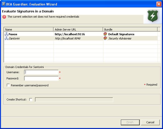 Evaluation Wizard Enter Domain Credentials