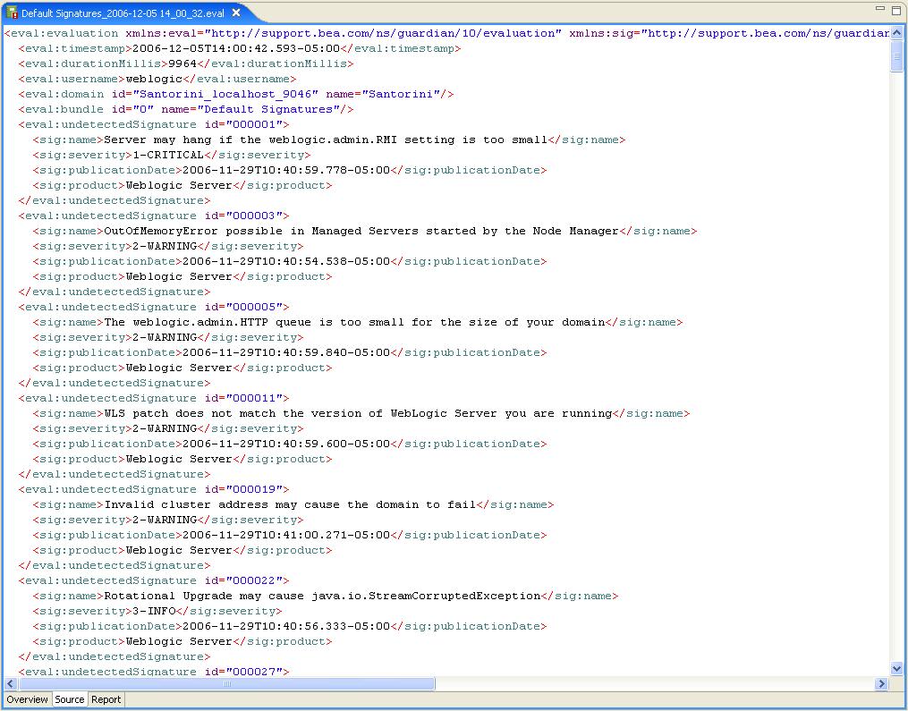 Evaluation Summary Source Tab