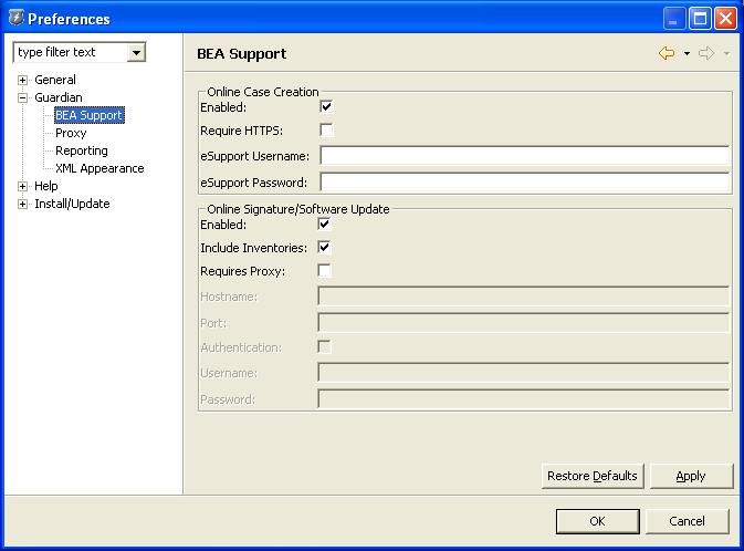 Preferences - Guardian - BEA Support