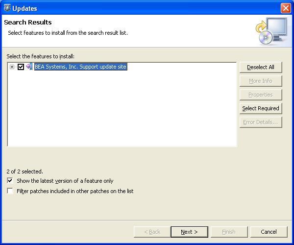 Update Wizard Search Results, Unexpanded