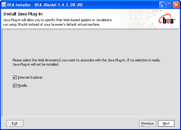 Install Java Plugin Window