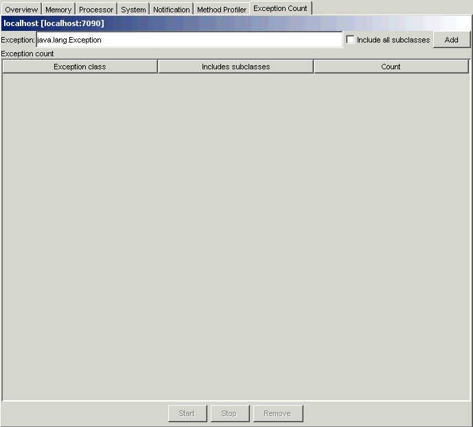 Exception Counting Tab