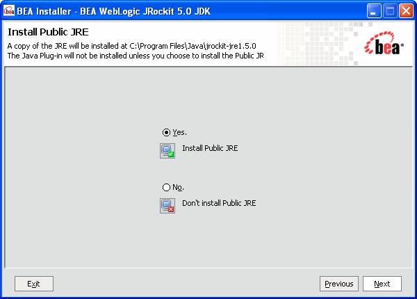 Install Public JRE Window (only visible for Windows 2000 and 2003)