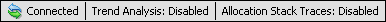 The Status bar in the Memory Leak Detector