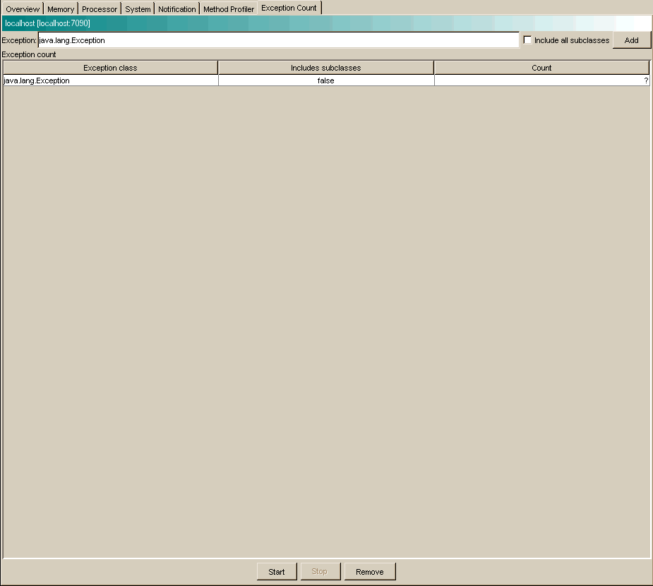 Exception Counting Tab
