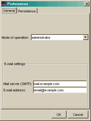 Preferences Menu (General Tab)