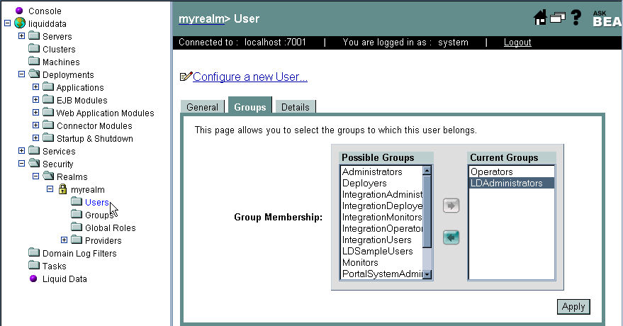 Grant LDAdministrators Group Membership to a User