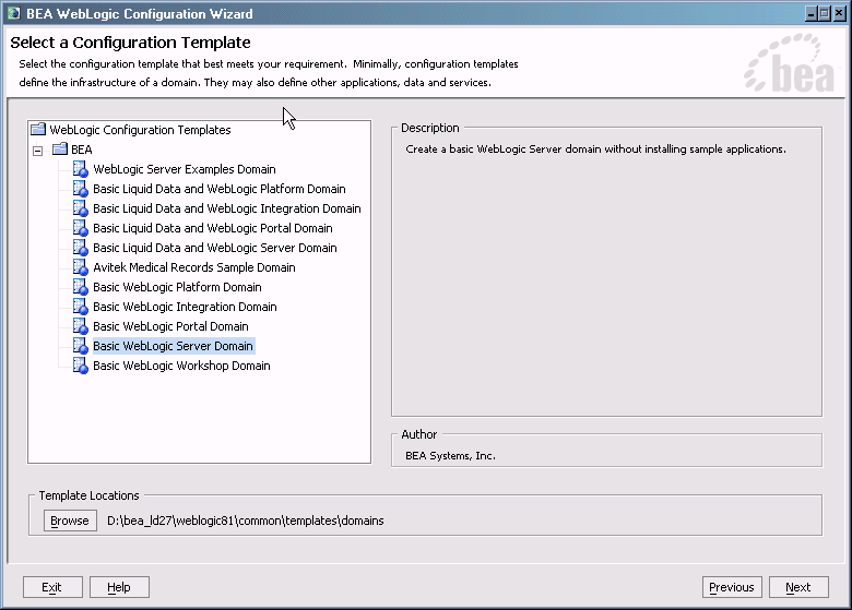 Liquid Data Options in WebLogic Platform Configuration Wizard
