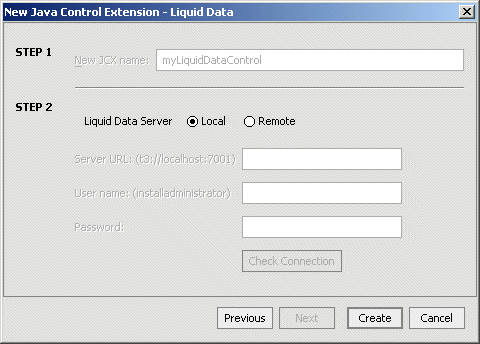 Liquid Data Control Wizard—Connection Information