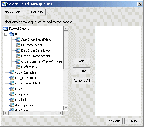 Liquid Data Control Wizard—Select Queries