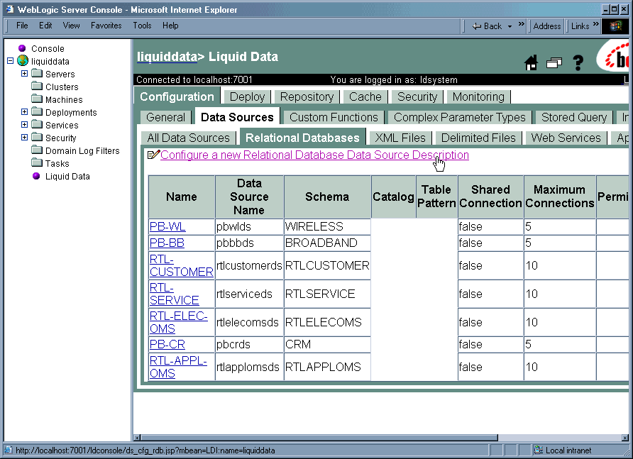 Creating a New Relational Database Data Source