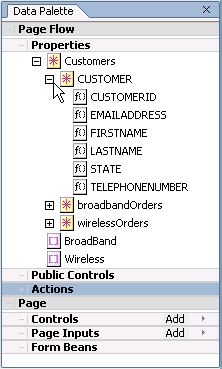 Data Palette Page Flow Data Components
